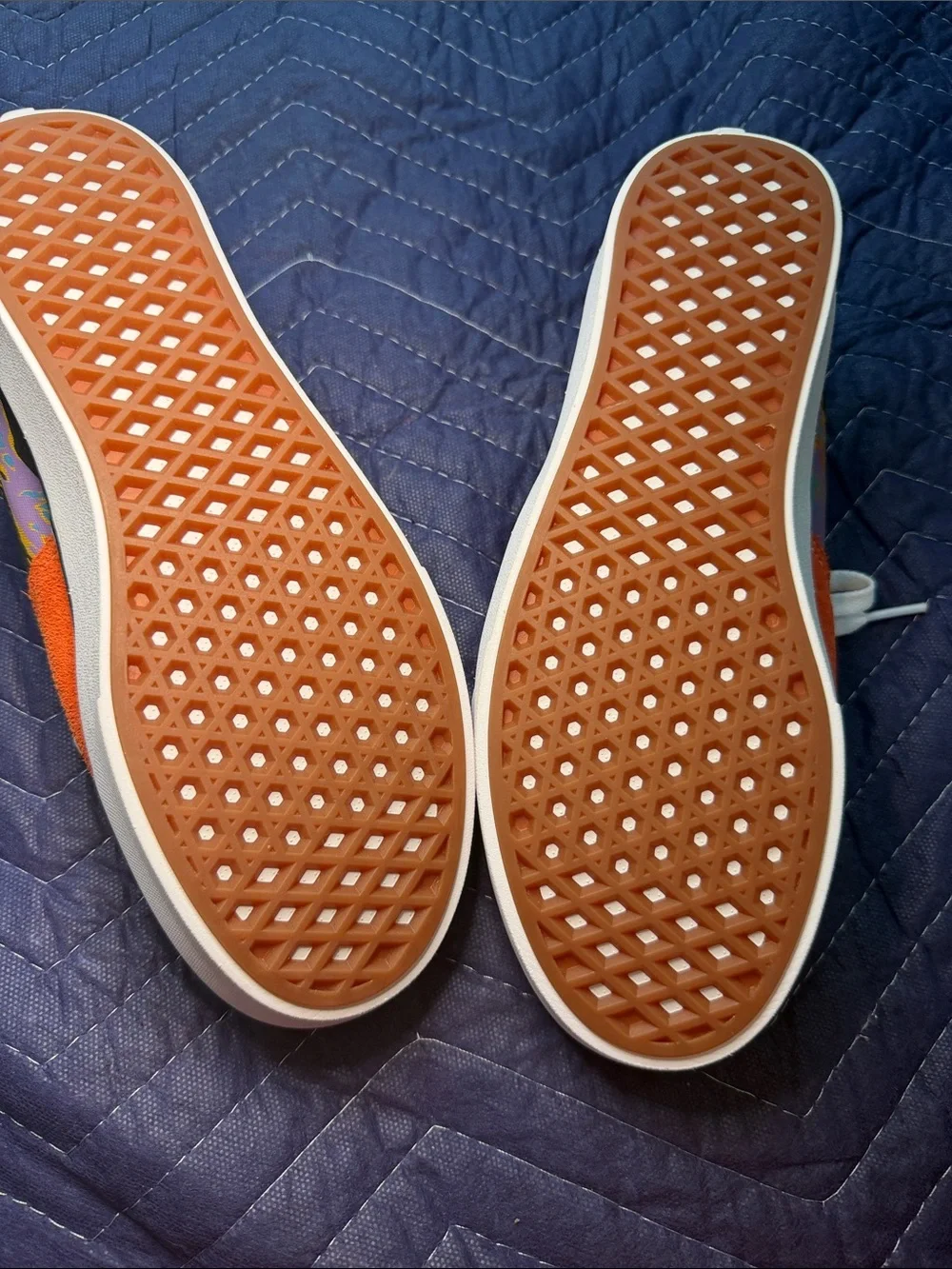 Vans Women's Orange Canvas Low-Top Sneakers with Multicolor Pattern